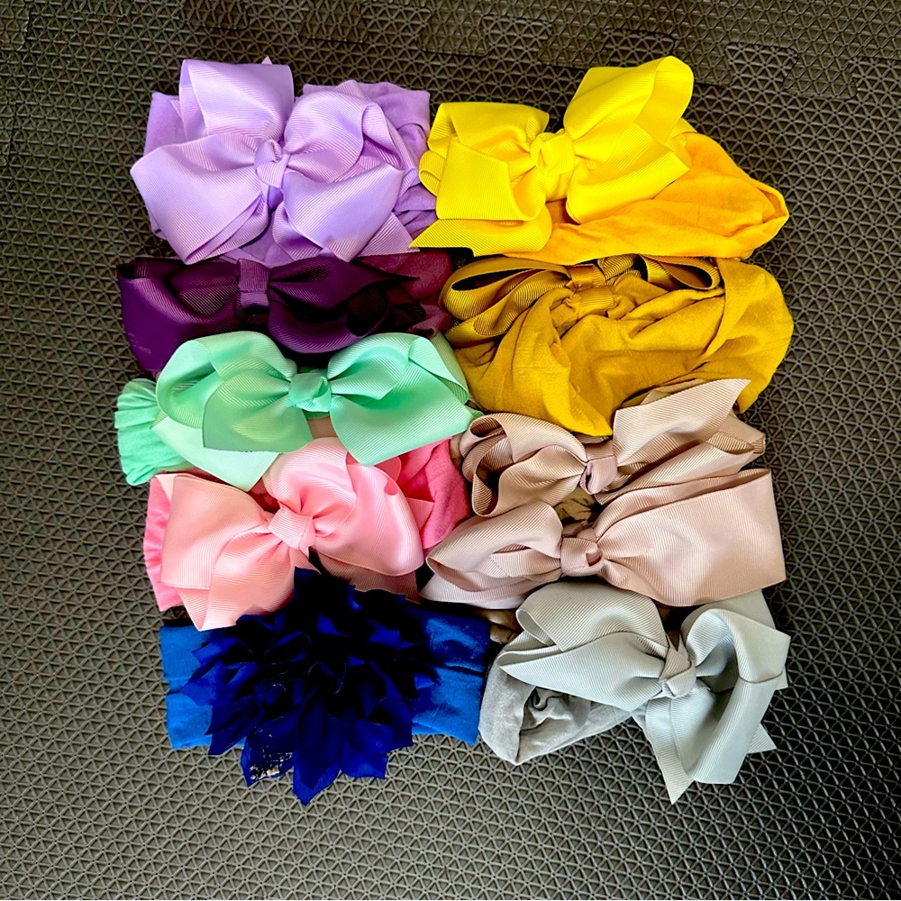 SATIN BABY GIRL WIDE BOW BUNDLE